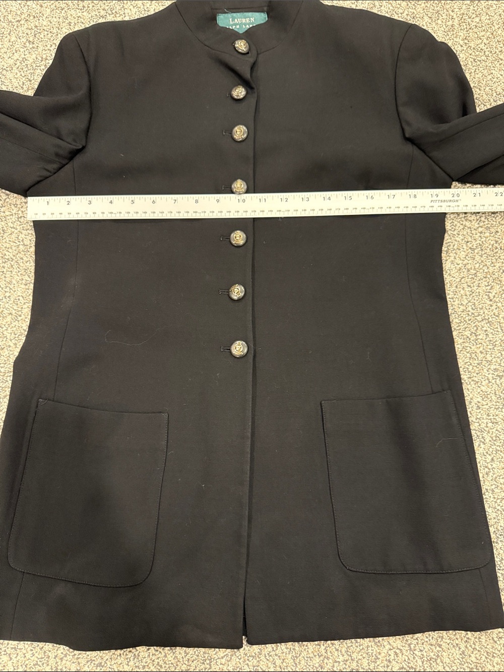 Vintage Lauren Ralph Lauren Sz 10 Black Military Style Button Blazer Jacket - Picture 11 of 11